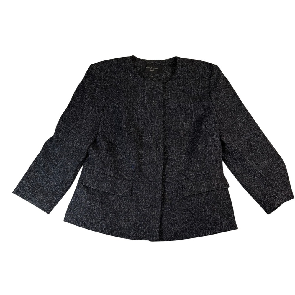 Ann Taylor Factory‎ Petite 12P Gray Blazer  Business Professional collarless